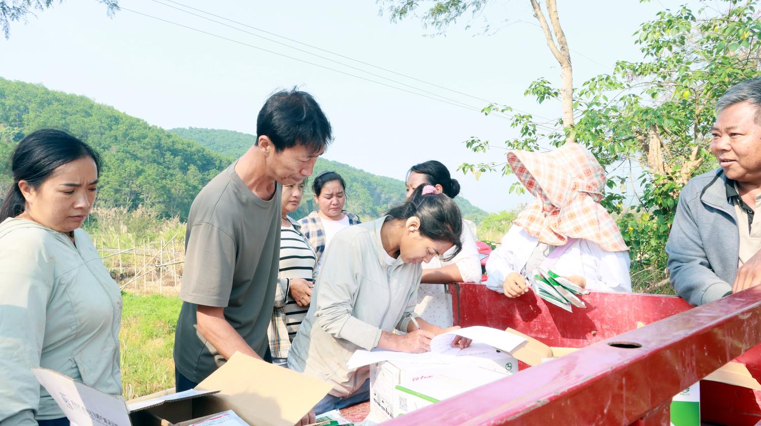 图为向村民免费发放防治药剂.jpg